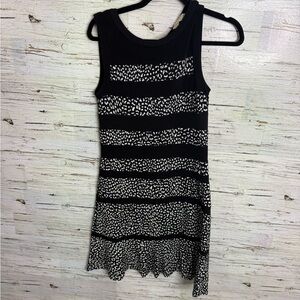 Michael Kors Black and White Sleeveless Dress ruffle size xs